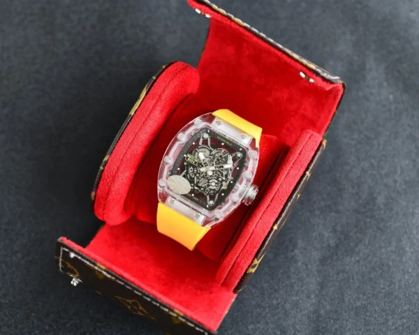 Replica Richard Mille RM35-02 Transparent Case Yellow Strap - Image 3