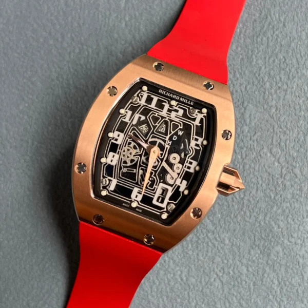 Photo 3 - New Models Replica RM 067-01 Rose Gold Red Strap