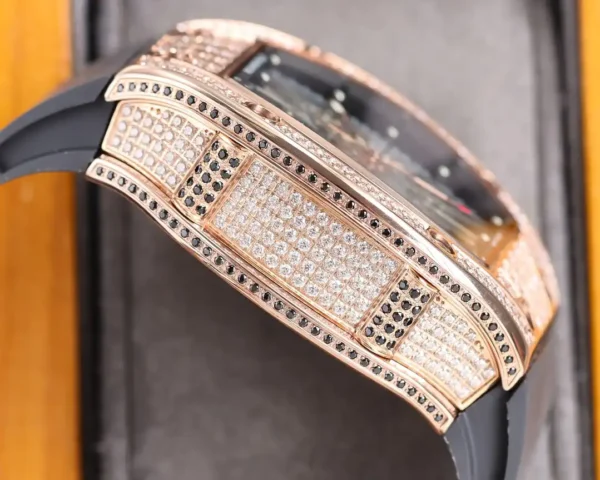 Photo 7 - New Models Replica RM 010 Rose Gold Diamonds Black Strap