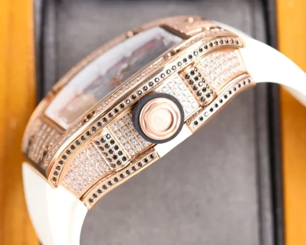 Replica RM 010 Rose Gold Diamonds White Strap - Image 7