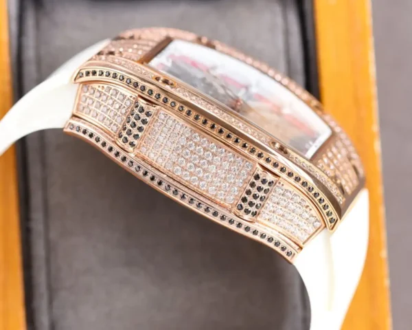 Photo 7 - New Models Replica RM 010 Rose Gold Diamonds White Strap