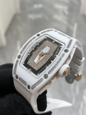 Photo 2 - RM 07-01 Replica RM 07-01 White Ceramic & Rose Gold with Diamonds White Dial