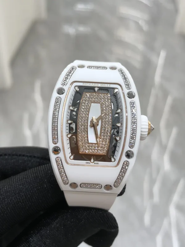 Photo 7 - RM 07-01 Replica RM 07-01 White Ceramic & Rose Gold with Diamonds White Dial