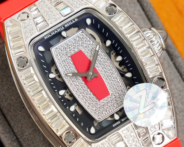 Photo 4 - New Models Replica RM 007-1 Diamond Crown Red Strap