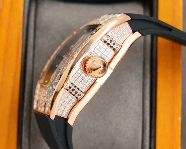 Photo 6 - New Models Replica RM 007-1 Diamond Crown Rose Gold Black Strap