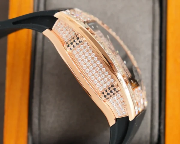 Photo 7 - New Models Replica RM 007-1 Diamond Crown Rose Gold Black Strap