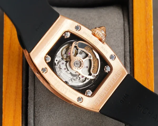 Photo 8 - New Models Replica RM 007-1 Diamond Crown Rose Gold Black Strap