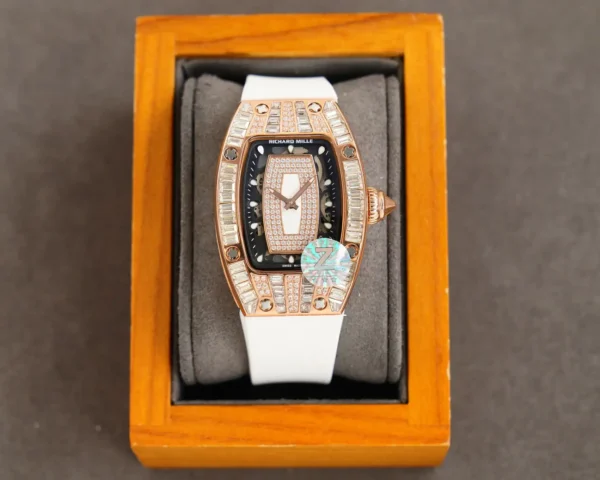 Replica RM 007-1 Diamond Crown Rose Gold White Strap - Image 2