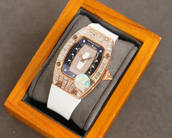 Replica RM 007-1 Diamond Crown Rose Gold White Strap - Image 3