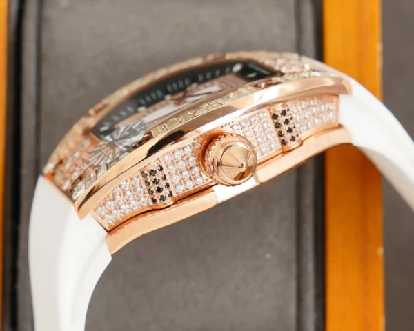 Photo 6 - New Models Replica RM 007-1 Diamond Crown Rose Gold White Strap