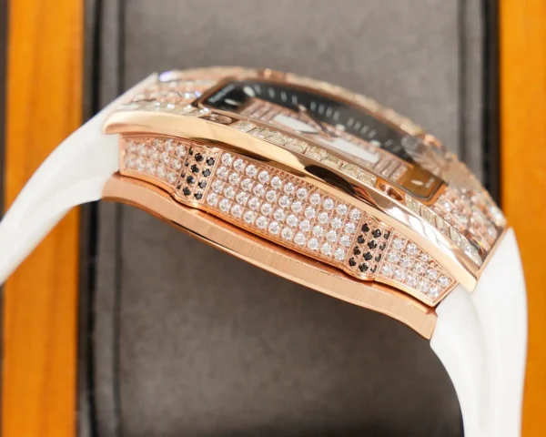 Photo 7 - New Models Replica RM 007-1 Diamond Crown Rose Gold White Strap