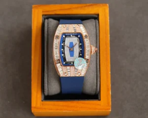 Photo 6 - New Models Replica RM 007-1 Diamond Crown Rose Gold Blue Strap