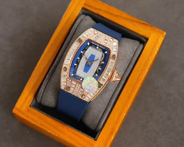 Replica RM 007-1 Diamond Crown Rose Gold Blue Strap - Image 3