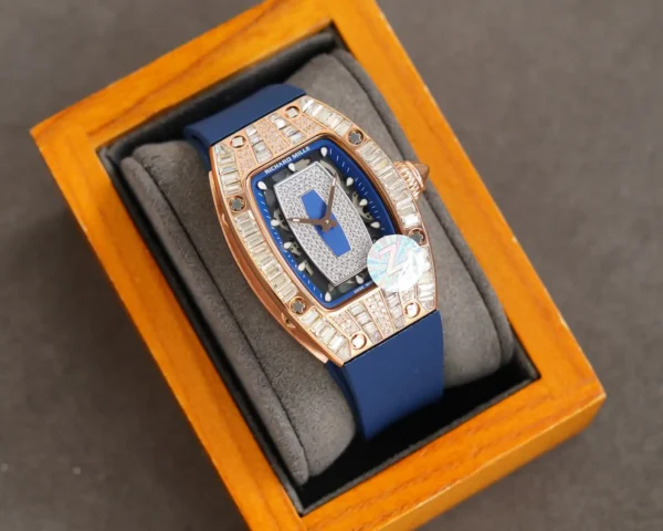 Photo 3 - New Models Replica RM 007-1 Diamond Crown Rose Gold Blue Strap