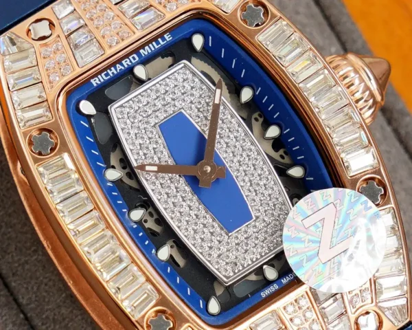 Photo 5 - New Models Replica RM 007-1 Diamond Crown Rose Gold Blue Strap