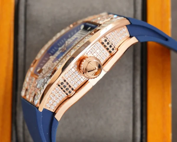 Replica RM 007-1 Diamond Crown Rose Gold Blue Strap - Image 7