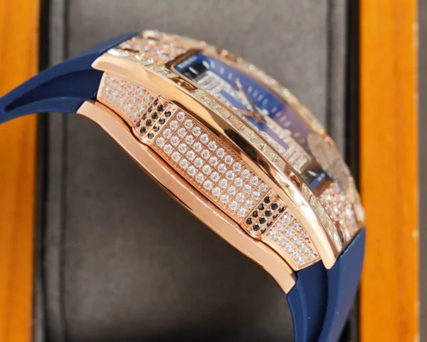 Photo 7 - New Models Replica RM 007-1 Diamond Crown Rose Gold Blue Strap