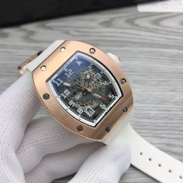 Photo 2 - New Models Replica RM 010 Rose Gold White Strap