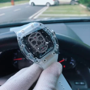 Photo 2 - New Models Replica RM 052 Glass Transparent Case Skull Dial