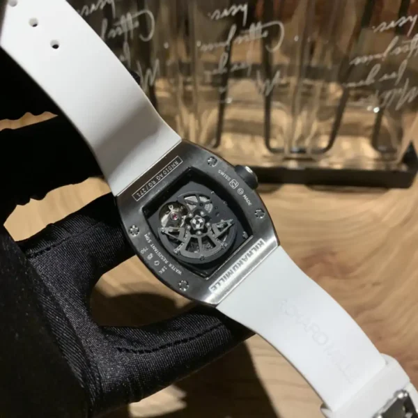 Photo 8 - New Models Replica RM 010 Titanium Diamond Case White Strap