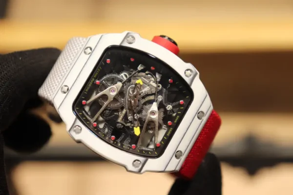 Photo 4 - New Models Replica RM 27-02 Tourbillon Fiber Case White-Red Strap