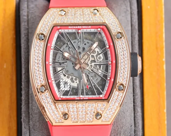 Replica RM 010 Rose Gold Diamonds Pink Strap - Image 10