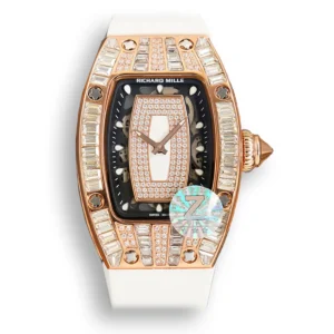 Replica RM 007-1 Diamond Crown Rose Gold White Strap