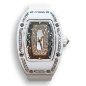 Replica RM 07-01 White Ceramic & Rose Gold with Diamonds White Dial