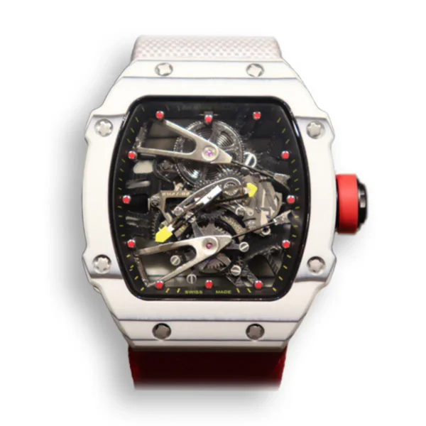 Replica RM 27-02 Tourbillon Fiber Case White-Red Strap