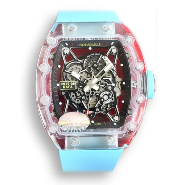 Replica Richard Mille RM35-02 Transparent Case Blue Strap