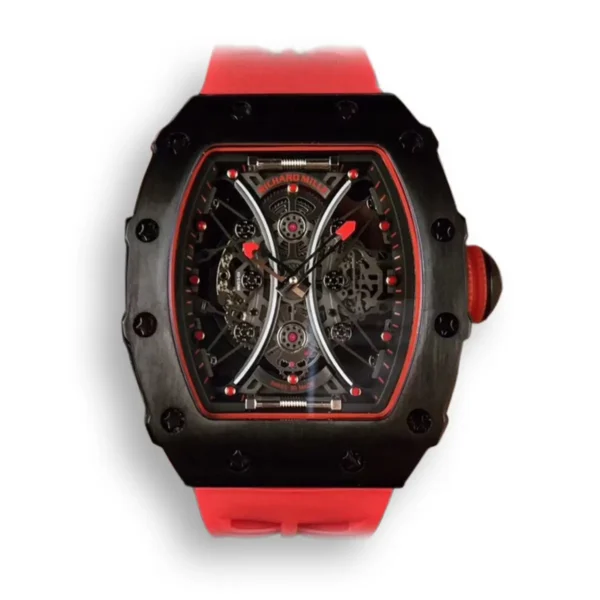 Replica RM 53-01 Case Black Carbon Strap Rubber Red