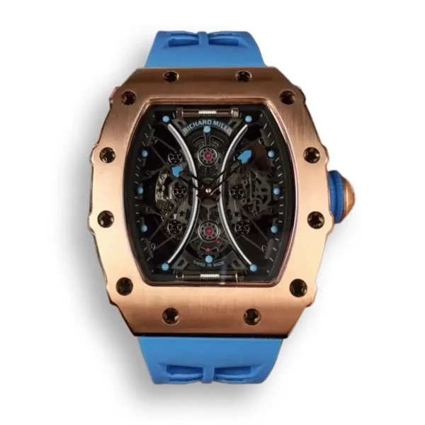 Replica RM 53-01 Rose Gold Strap Rubber Blue